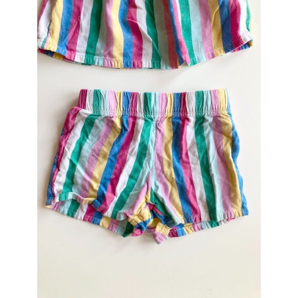 Girls' JOE FRESH Multi Rainbow Striped Viscose Crepe Tank Shorts Set, Size 4 - Picture 4 of 11